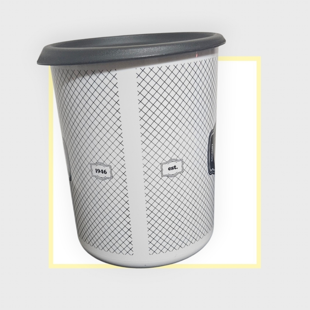 Tupperware Café y Filtro Storage Container - Gray Lid, White Patterned Body - Picture 3 of 3